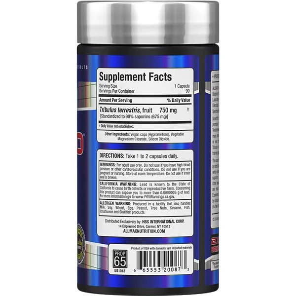 ALLMAX TRIBX90 - Tribulus Supplement Facts label