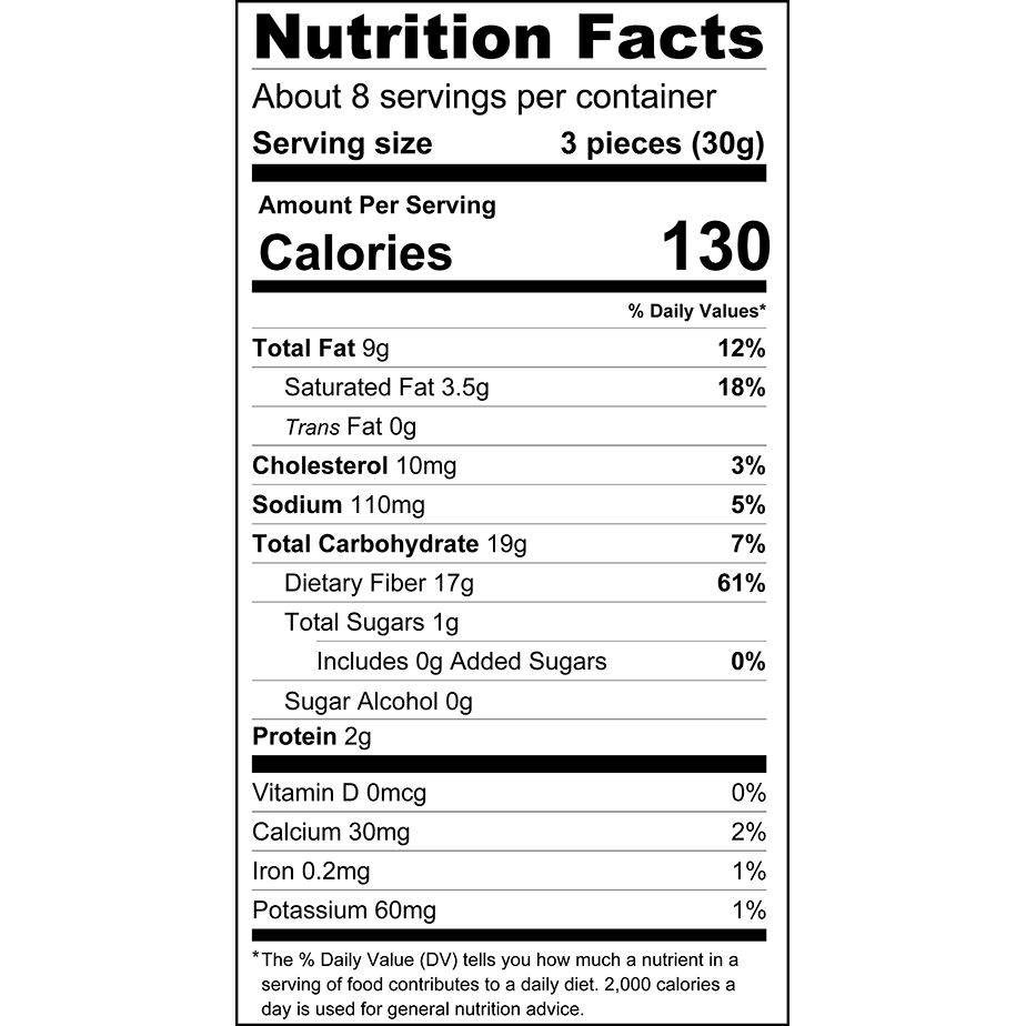 ChocZero Almond Caramels Nutrition Facts panel — keto candy