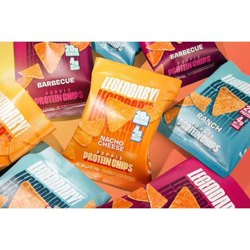 Legendary Foods Popped Protein Chips assortment of flavor bags with chips, gluten-free 20g protein