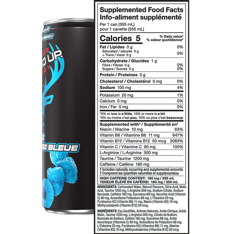 Bucked Up Energy Drink (1 can) — Supplement Facts label