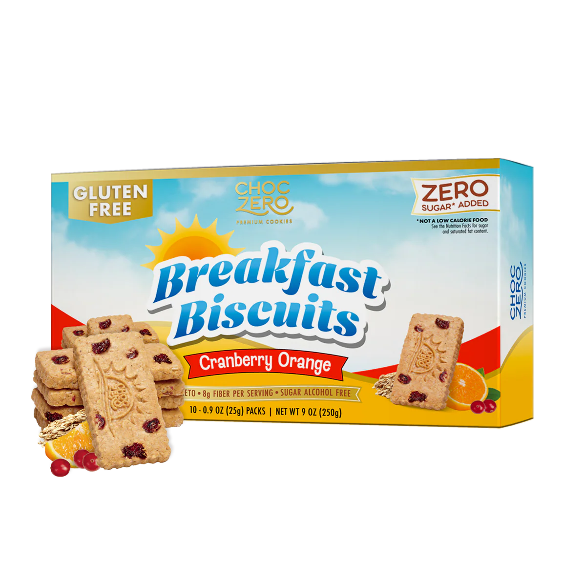 ChocZero GF Keto Breakfast Cookies (1 Box of 30 cookies) — Cranberry Orange front
