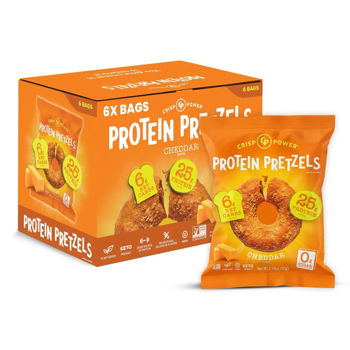 Crisp Power High Protein Keto Vegan Pretzels (BOX of 6)