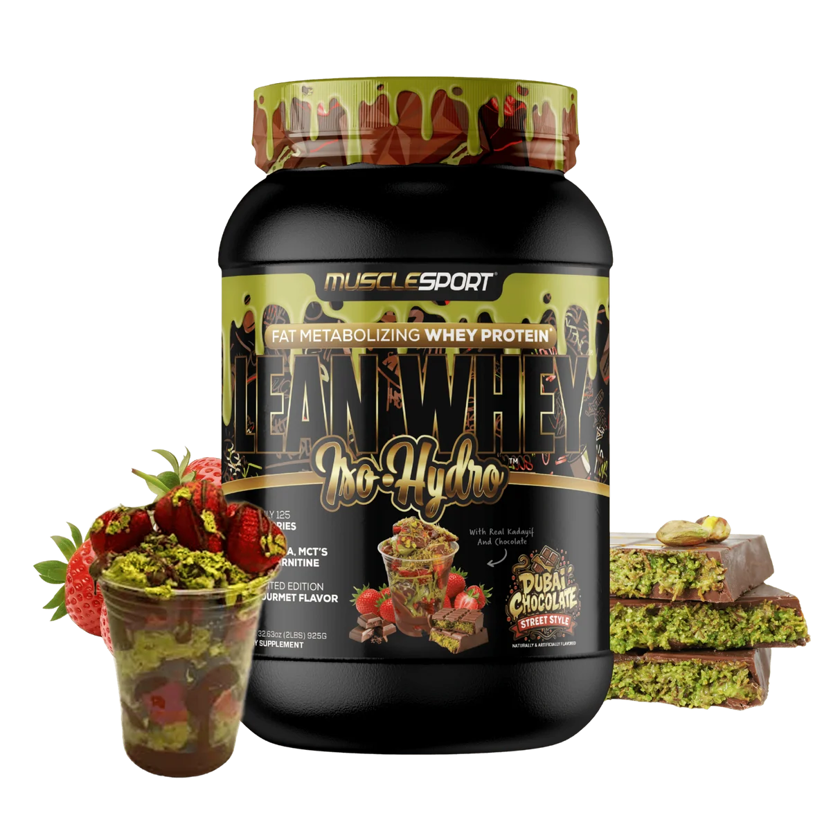 MuscleSport Lean Whey Dubai Chocolate whey isolate protein powder
