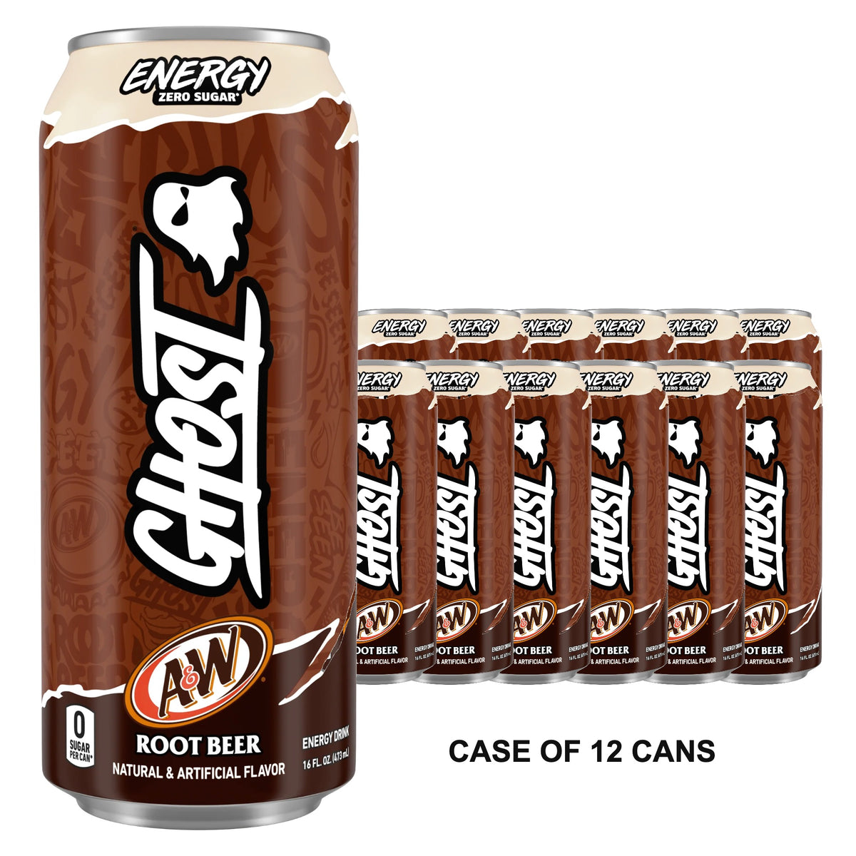 GHOST Energy USA case of 12 — A&W Root Beer cans