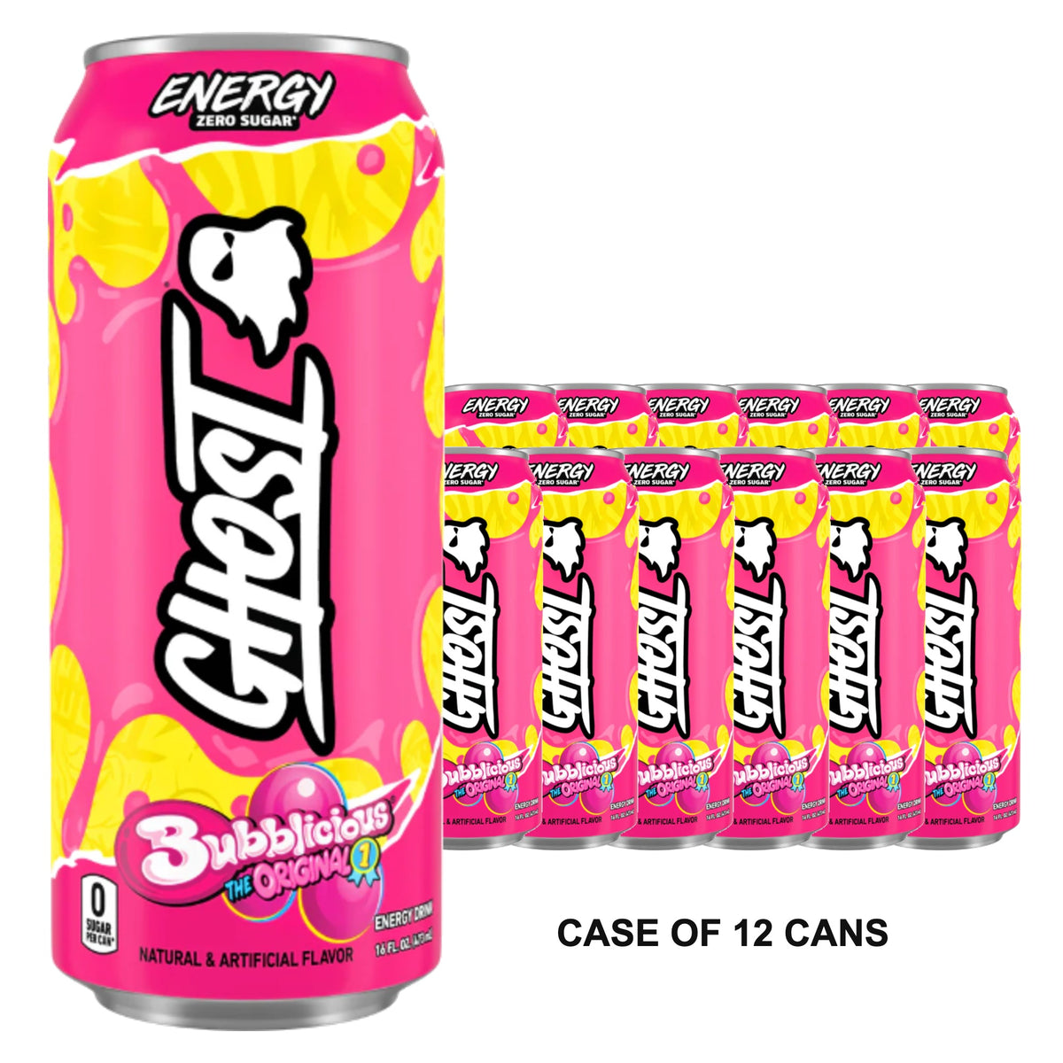 GHOST Energy USA case of 12 — Bubblicious Original cans