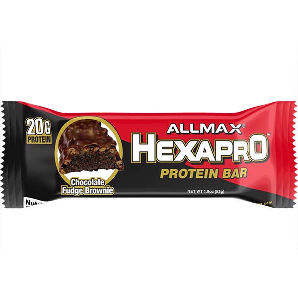 Allmax Nutrition Hexapro Protein Bar (1 bar) — Fudge Brownie BB April 2, 2026 FINAL SALE front