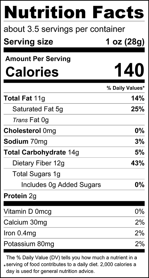 ChocZero Milk Chocolate Toffee Almonds Nutrition Facts panel