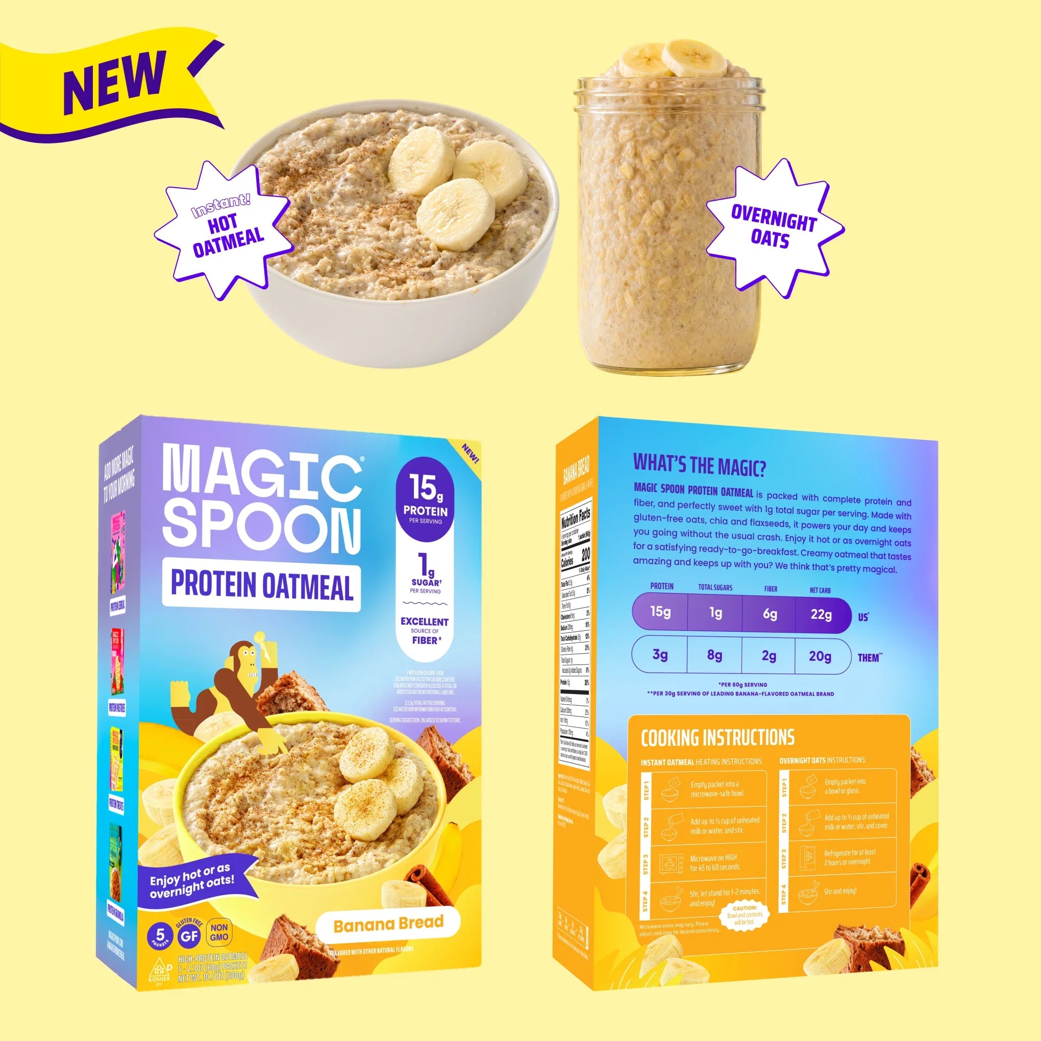 Banana Bread Magic Spoon Protein Oatmeal packet with flax and chia — high-protein gluten-free oats