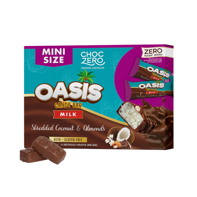 ChocZero Oasis Coconut Candy Bar (1 box of 16 mini bars)
