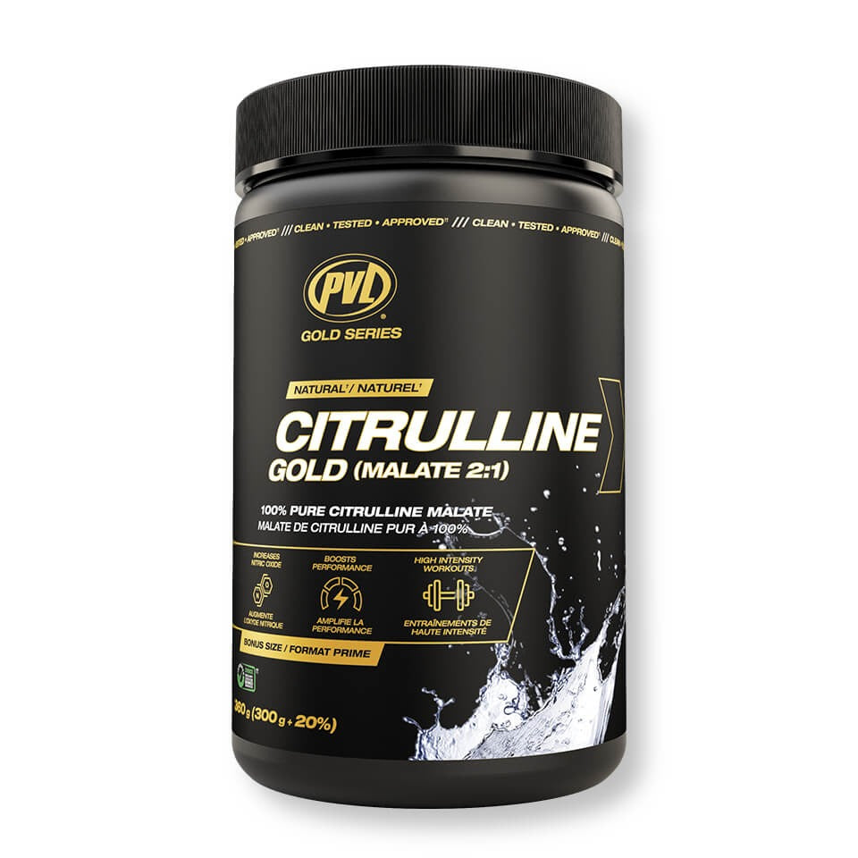 PVL 100% Pure Citrulline Malate front of tub — 360 g unflavored, Gold Series Malate 2:1
