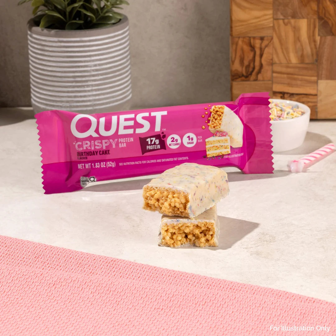 Quest Nutrition Hero Crispy Protein Bar, Birthday Cake flavour, crispy candy-style high-protein bar