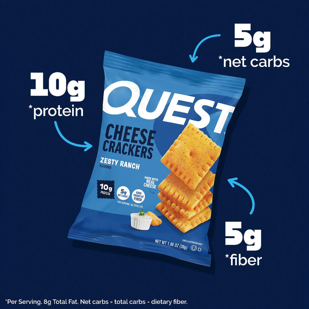 Quest Nutrition Cheese Crackers (1 bag) — Zesty Ranch (10g Protein) front