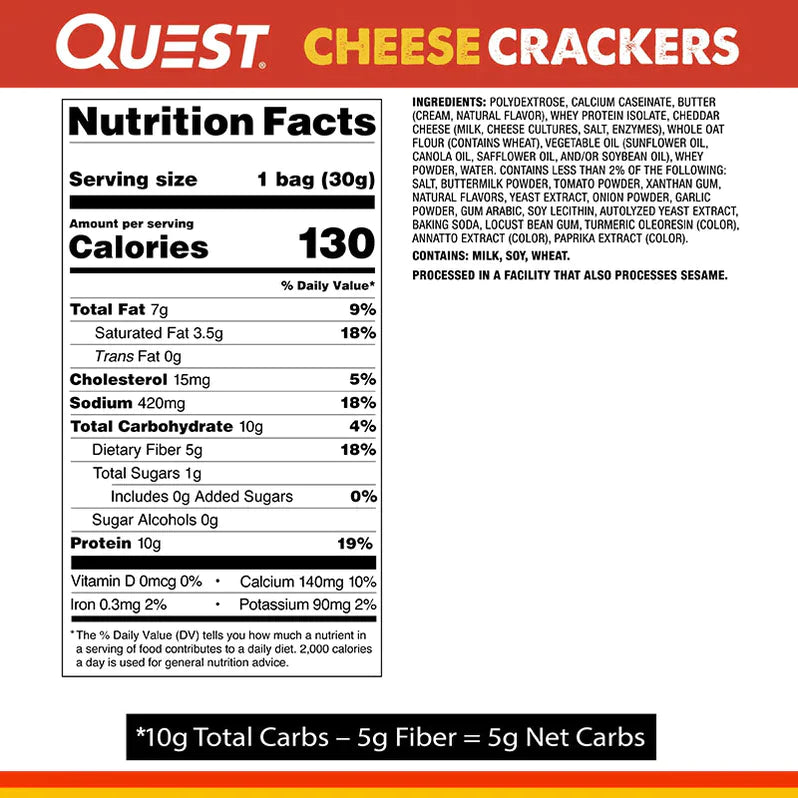 Quest Nutrition Cheese Crackers (1 bag) Protein Snacks Cheddar Blast,Spicy Cheddar Quest Nutrition