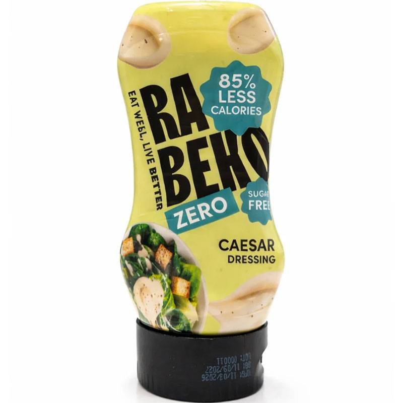 Rabeko Zero Caesar Dressing squeeze bottle — sugar free with 85% fewer calories, low cal sauce