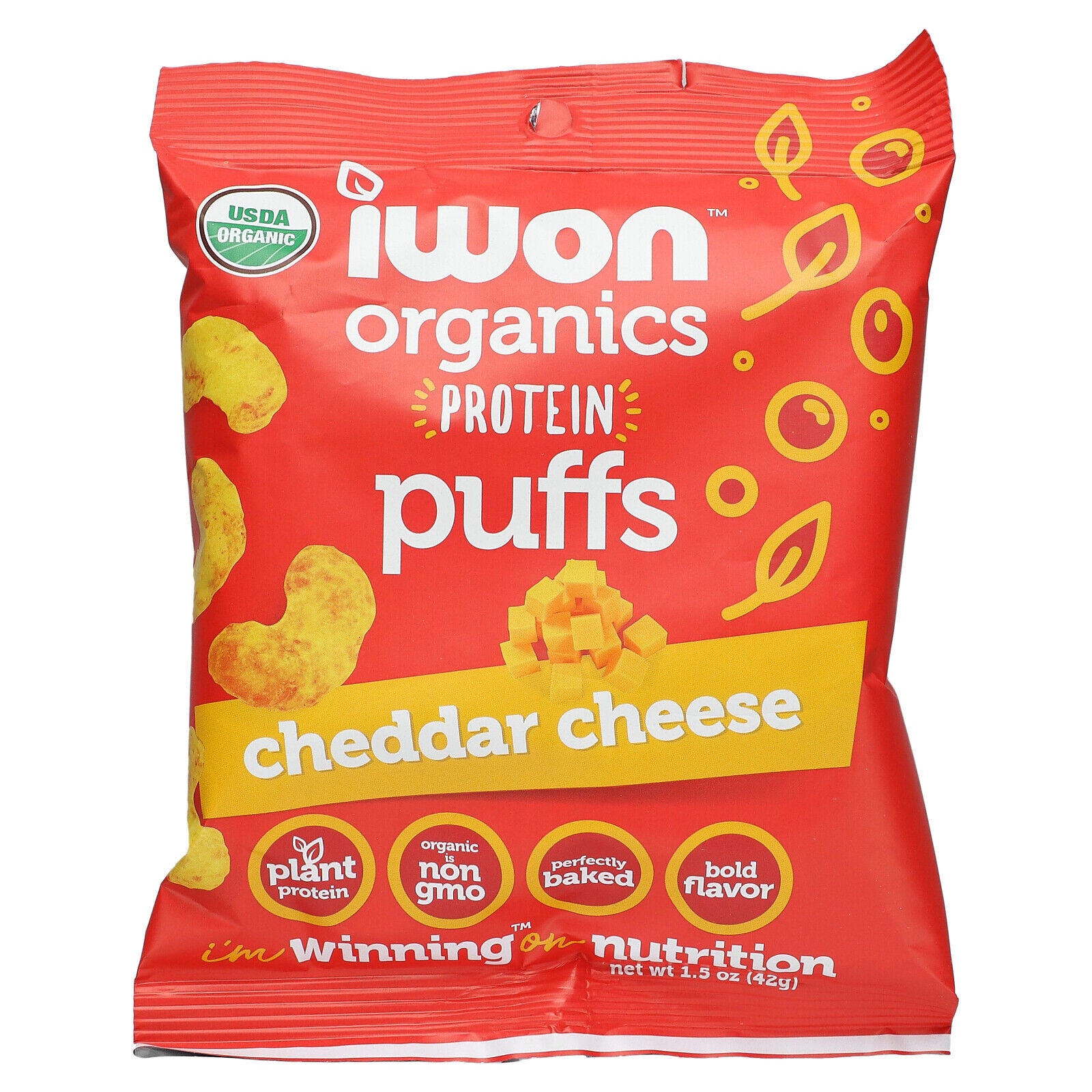 IWON Organics Protein Puffs and Stix (1 bag) Cheddar Cheese Puffs IWON Organics