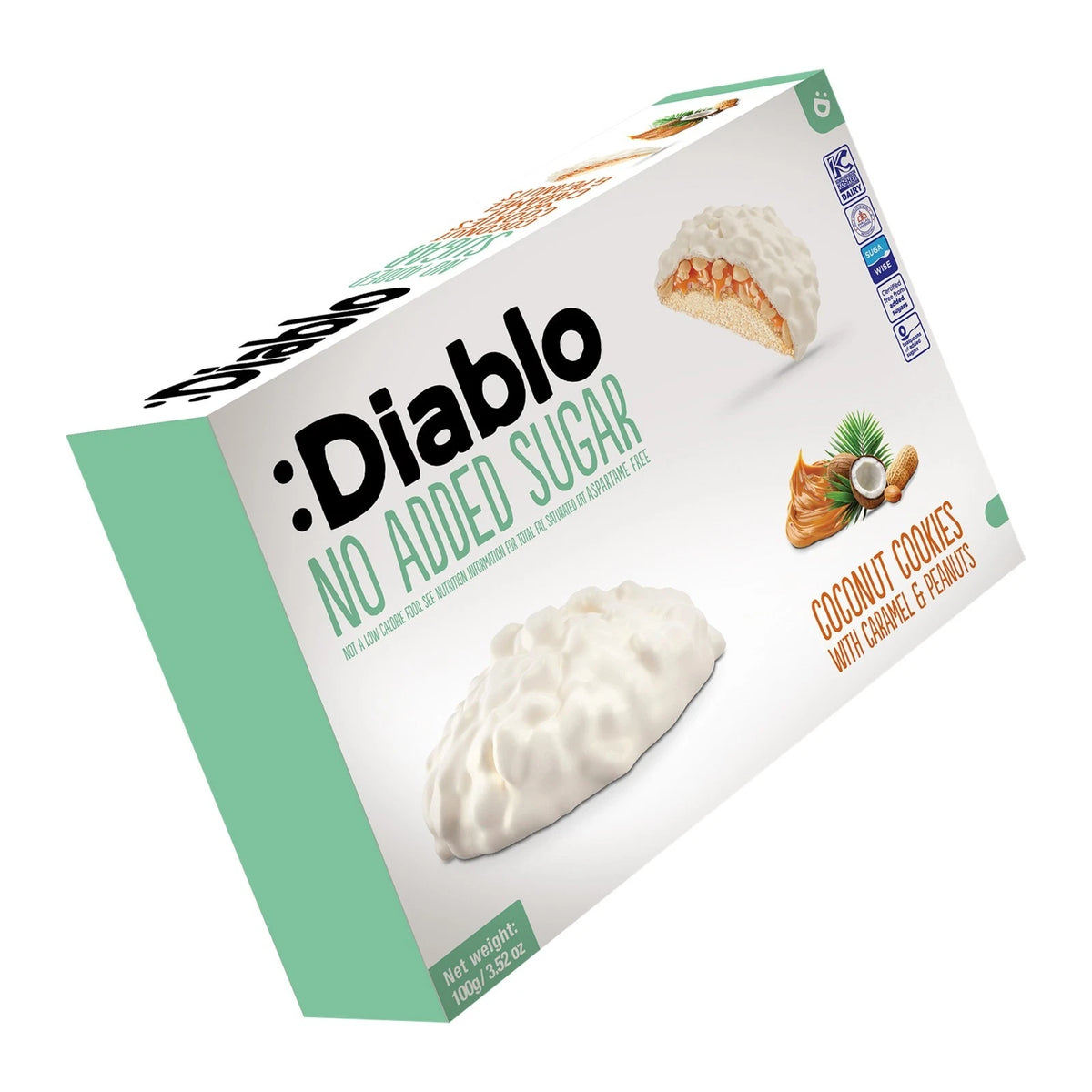 Diablo No Added Sugar Coconut Cookies with Caramel & Peanuts (1 box of 6 cookies)