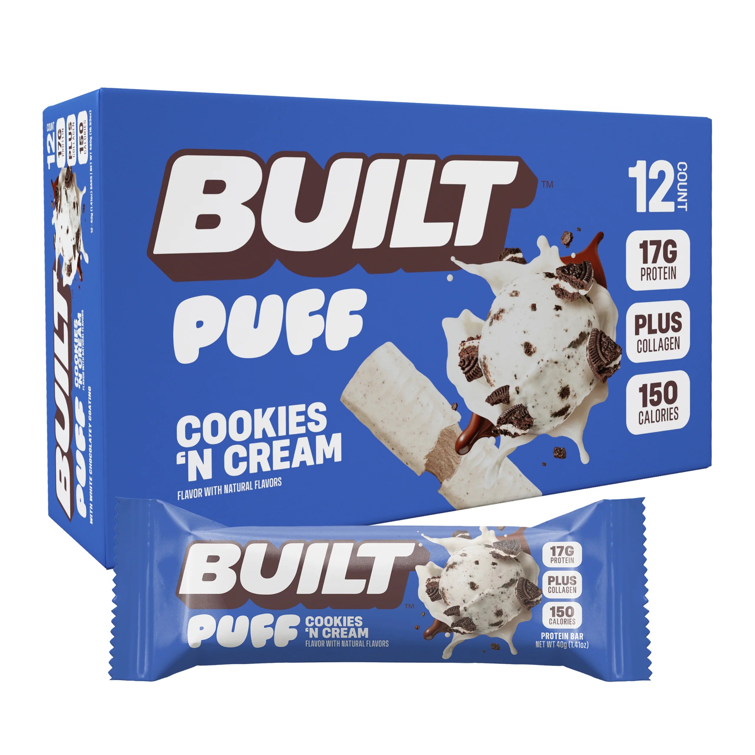 Built Protein Bars & Puffs (1 Box of 12) — Cookies 'N Cream