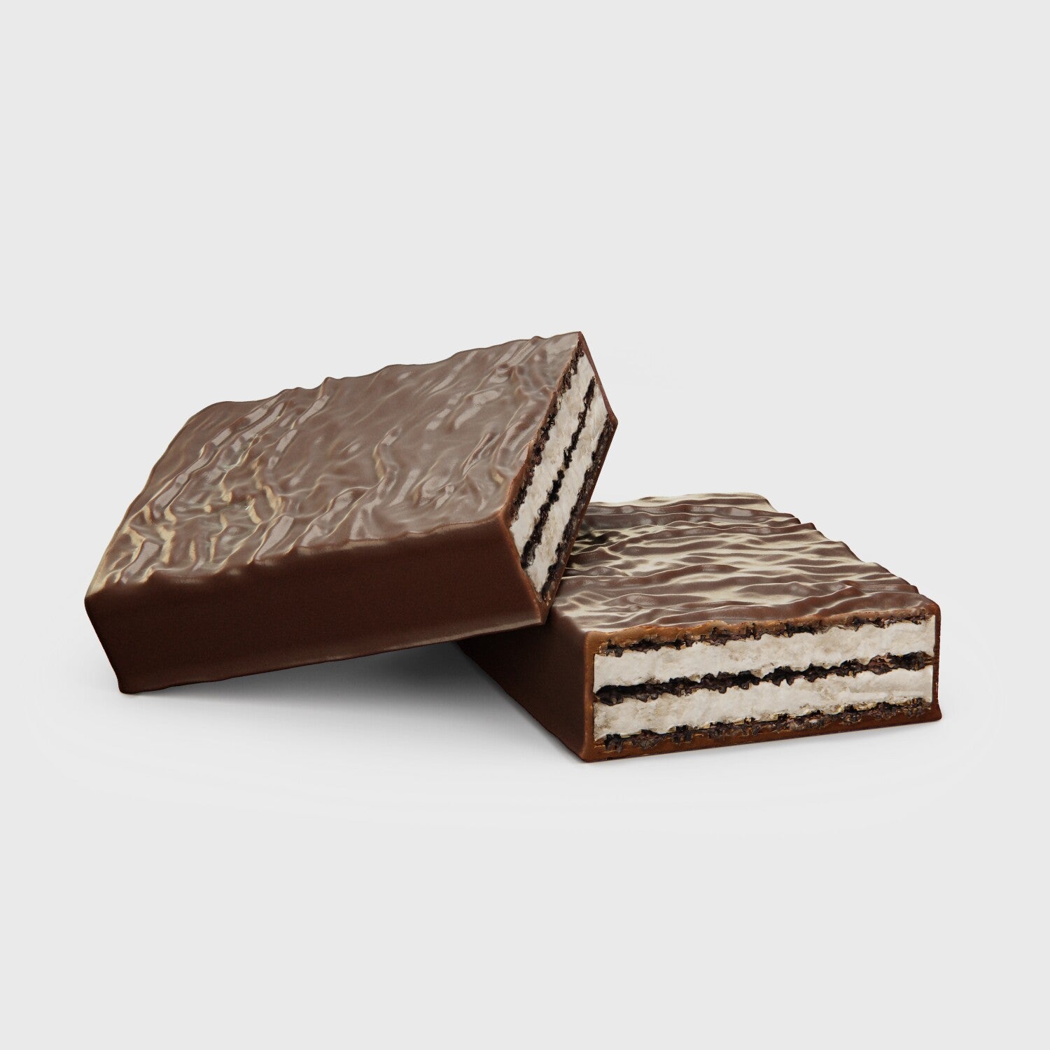 Prozis Zero Protein Wafer Triple Chocolate — milk-chocolate wafer cut to show cookies and cream layers