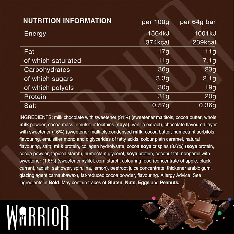 Warrior Crunch Low-Carb Protein Bar (1 Bar) — Fudge Brownie front
