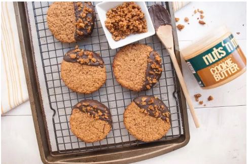Nuts 'n More Chocolate Dipped Cookie Butter Cookies - high-protein recipe with Nuts 'n More from Top Nutrition & Fitness Cana