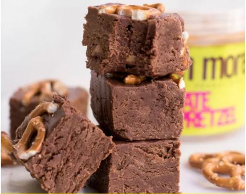 Nuts 'n More Chocolate Maple Pretzel Peanut Butter Fudge - high-protein recipe with Nuts 'n More from Top Nutrition & Fitness
