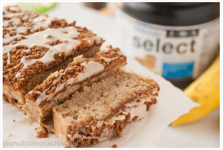PEScience Snickerdoodle Streusel Banana Bread - high-protein recipe with PEScience from Top Nutrition & Fitness Canada