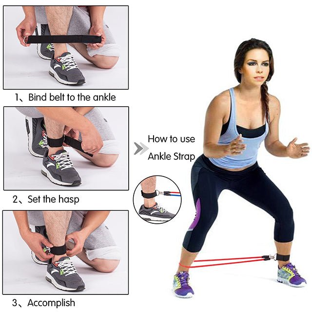 11 pcs Resistance Bands Set (with handles, door anchor, and ankle straps) 