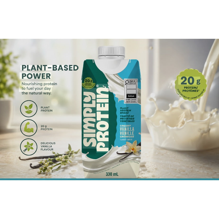 SimplyProtein Creamy Vanilla Plant Protein+ Shake (330 ml) — dairy-free plant-based shake, 20g protein