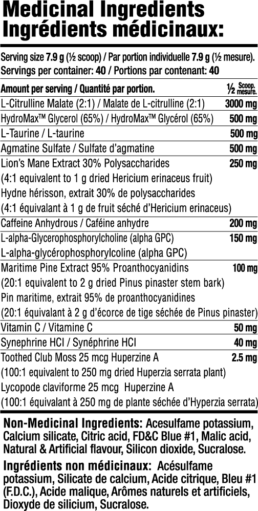 Mammoth SHOCK Pre-Workout Supplement Facts label