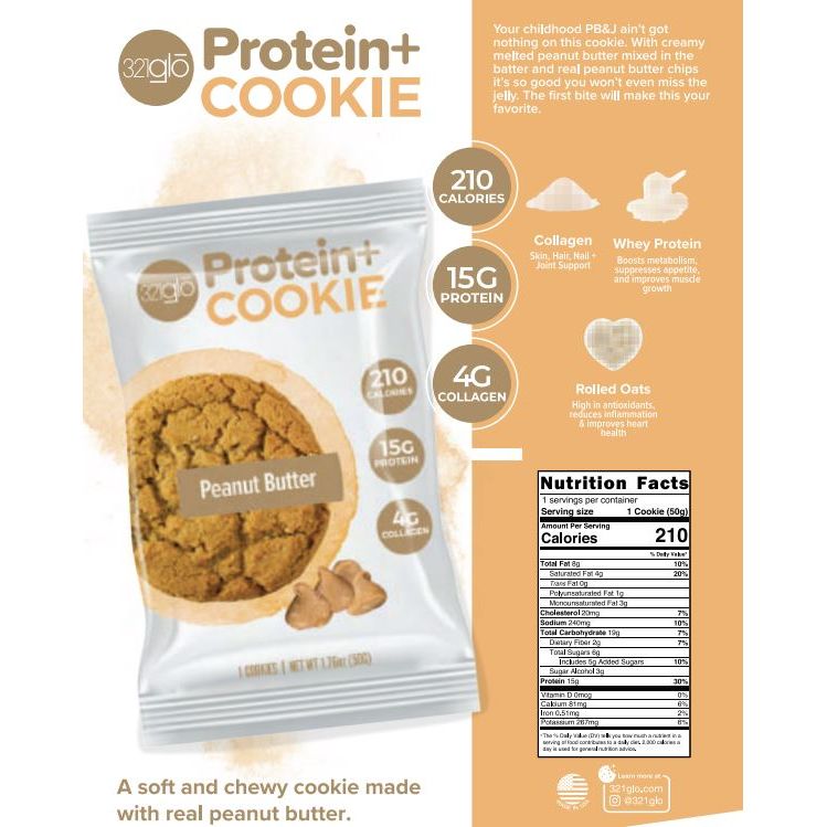 321GLO Protein+ Cookie 1 cookie 321GLO Top Nutrition Canada