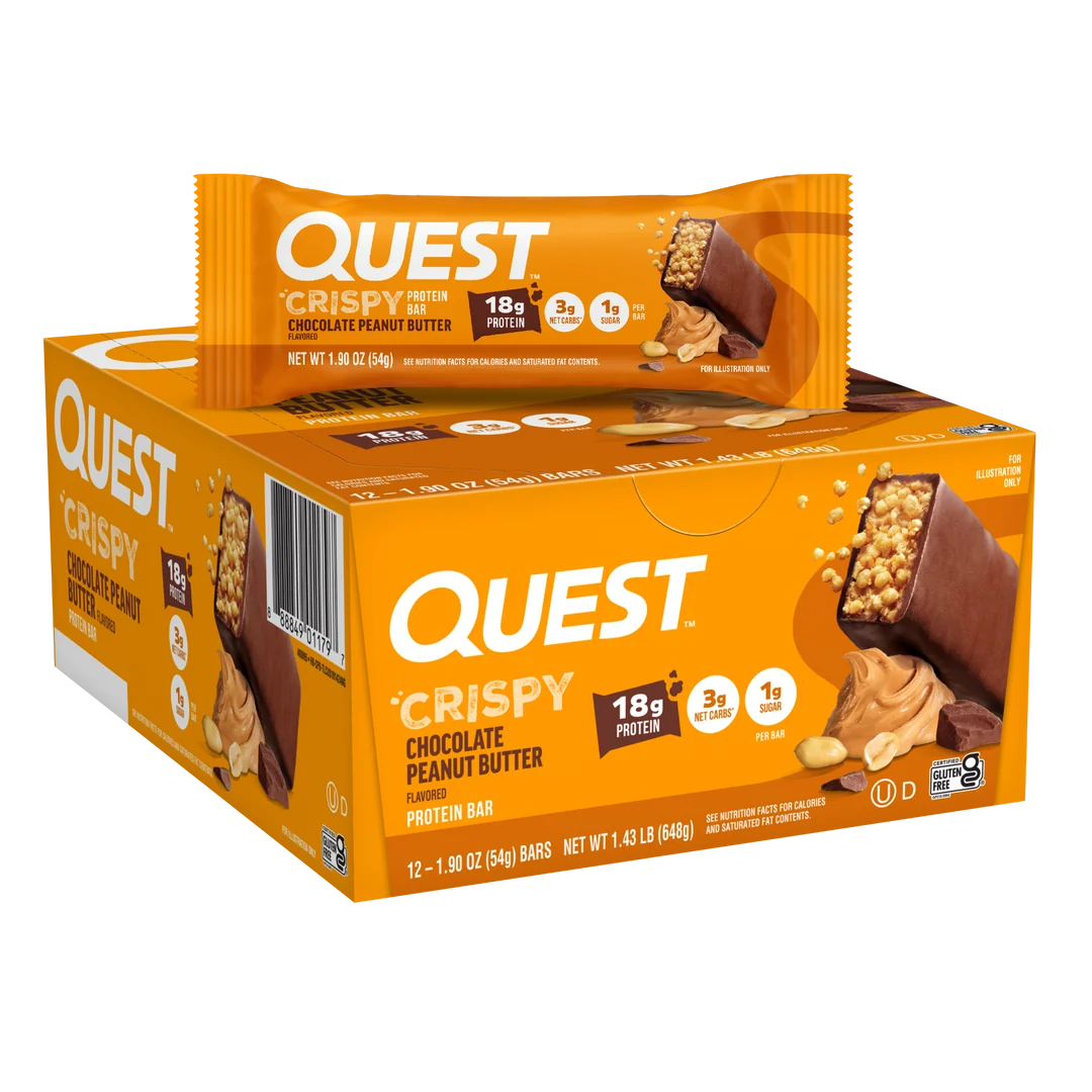 Quest Nutrition Hero Crispy Protein Bar, Chocolate Peanut Butter, box of 12 carton for the online store