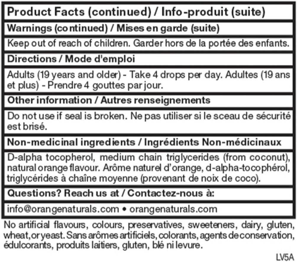 Orange Naturals D3+K2 Drops 250IU/30mcg (15ml)