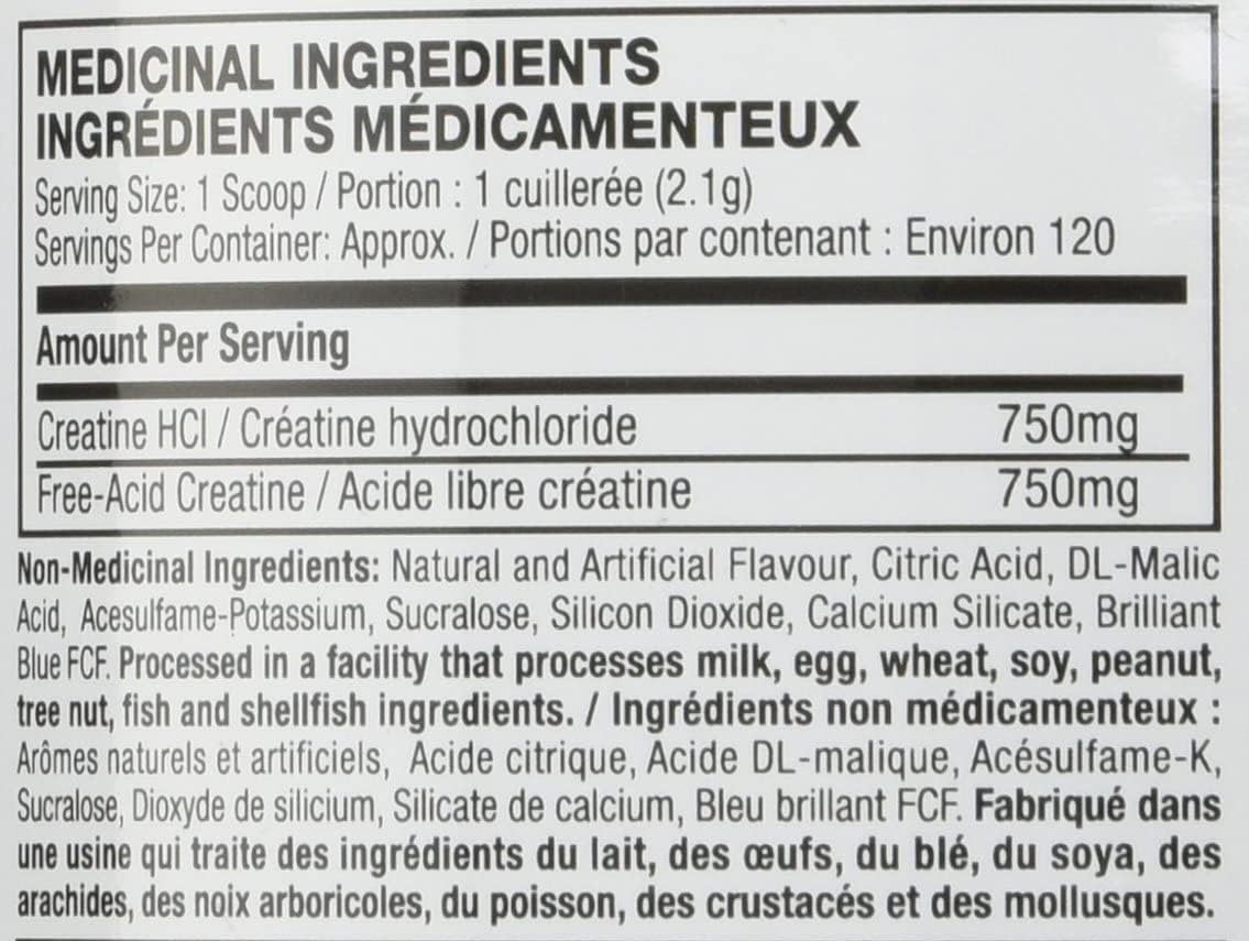 MuscleTech Creactor - Créatine HCL et créatine acide libre (120 portions)