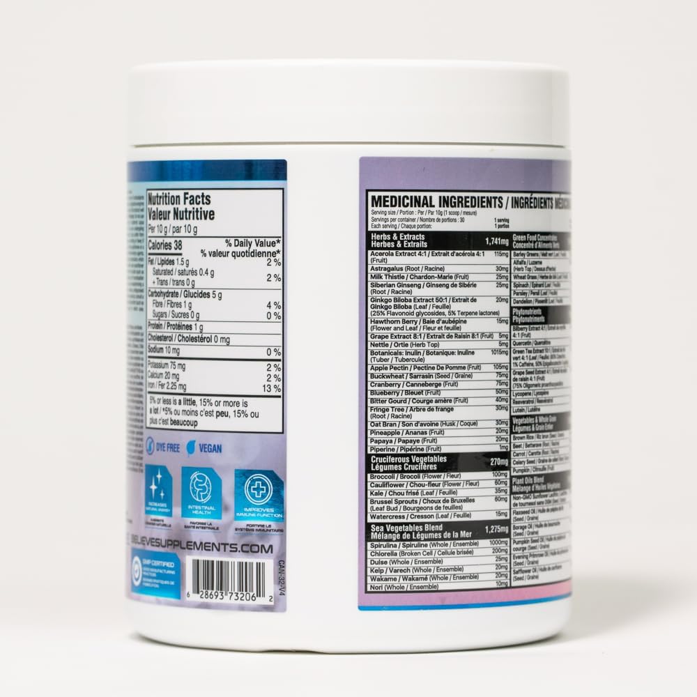 Believe Supplements Organic Greens (30 servings)