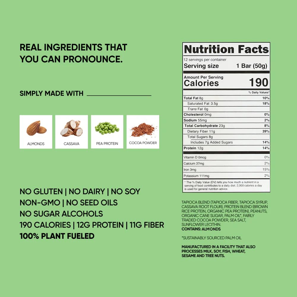 TRUBAR Vegan Protein Bar (1 box of 12 bars)