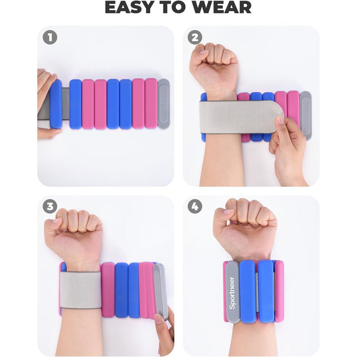 Sportneer silicone-coated wearable weights, waterproof and sweat-proof for indoor and water exercise