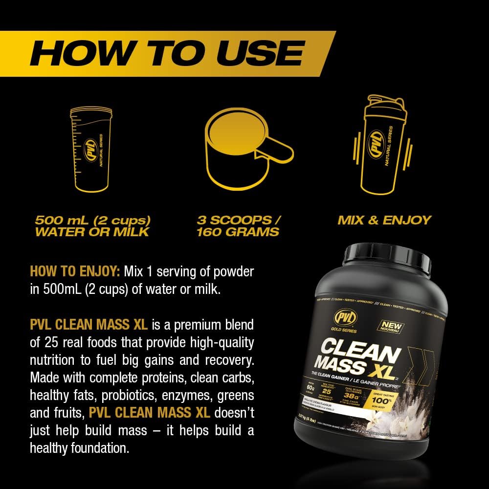 PVL Clean Mass Gainer XL Whey Protein Powder (10lbs)