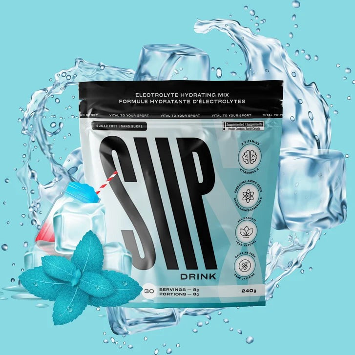 SIIP Cooling Breeze electrolyte hydration drink pouch with ice, mint and a water splash, sugar-free