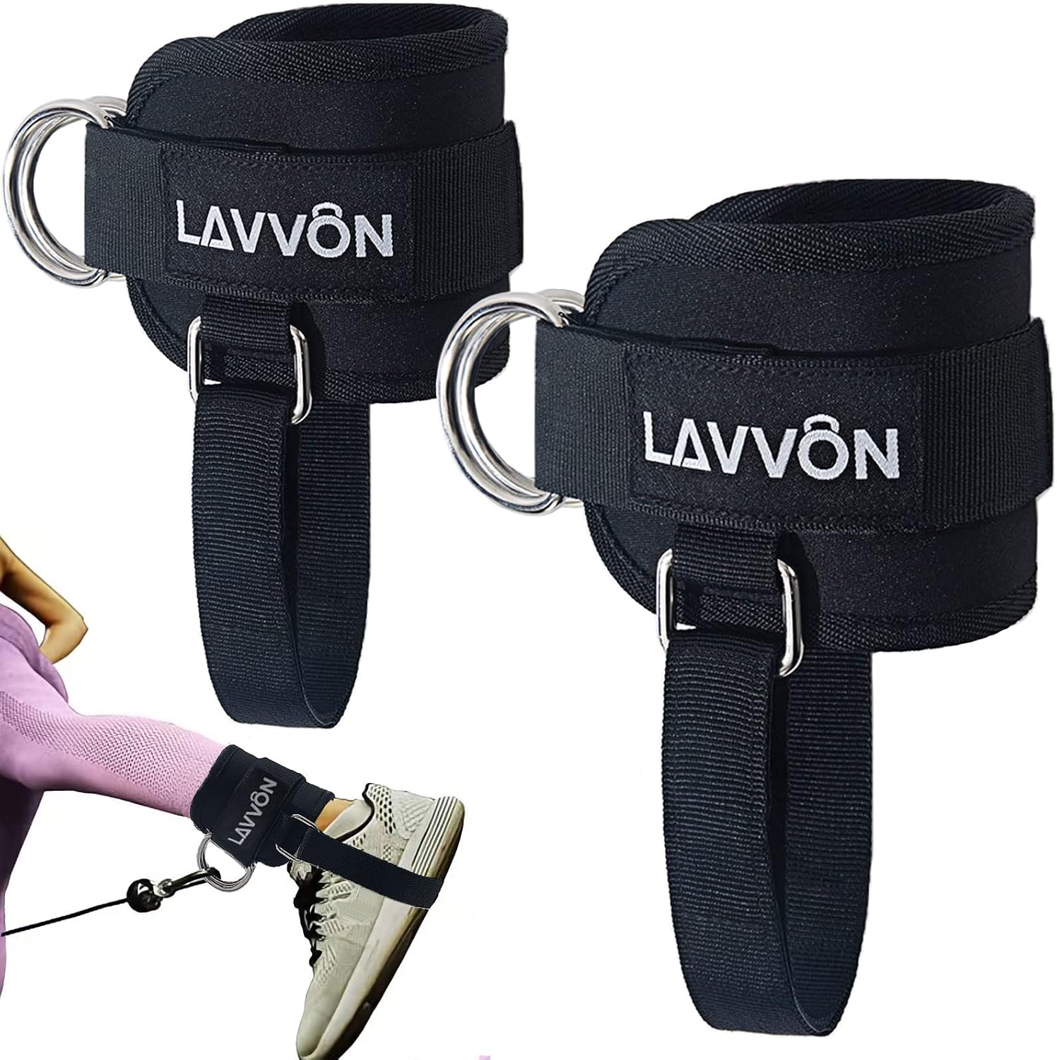 Cable-machine ankle strap used for standing glute kickbacks to build and strengthen the glutes