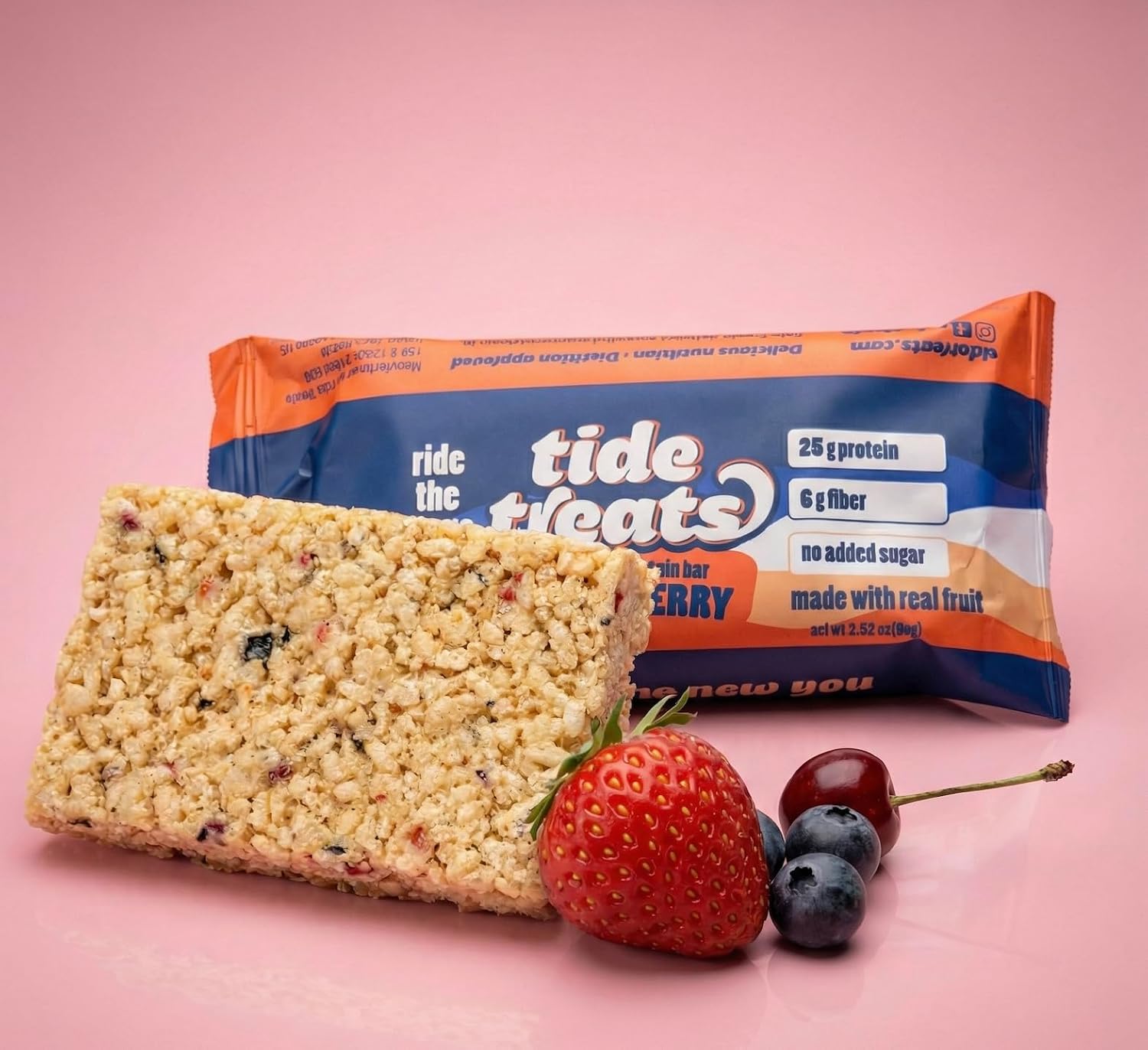Tide Treats GF Crispy Rice Protein Bar (1 Bar) - 25g Protein, Low Sugar