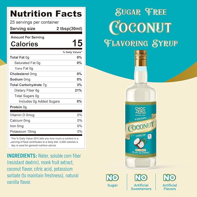 ChocZero Sugar Free Coffee Syrup Trio (3 x 10.8oz small bottles)