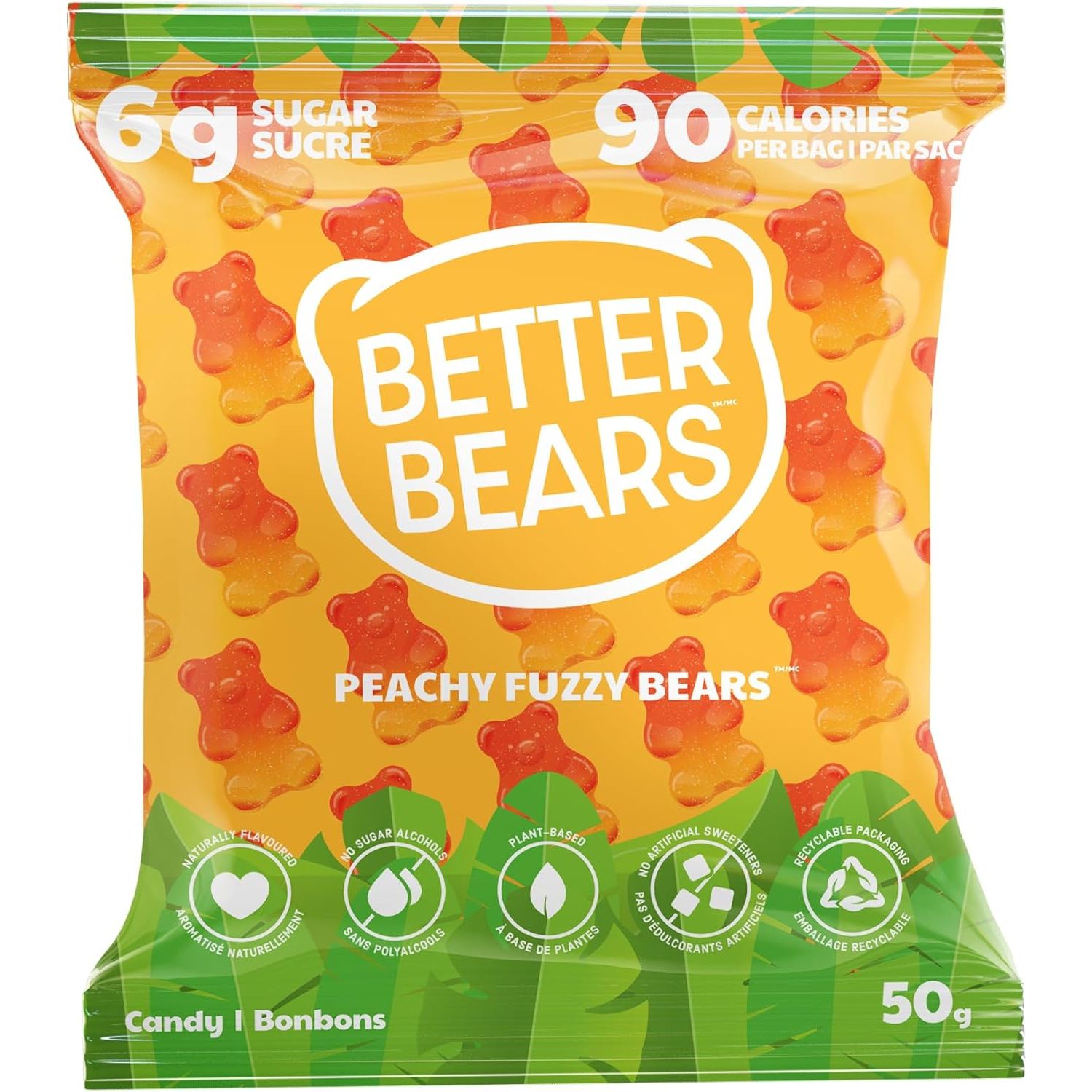 Better Bears Low Sugar Vegan Gummies (1 bag) Protein Snacks Peachy Fuzzy Bears Better Bears