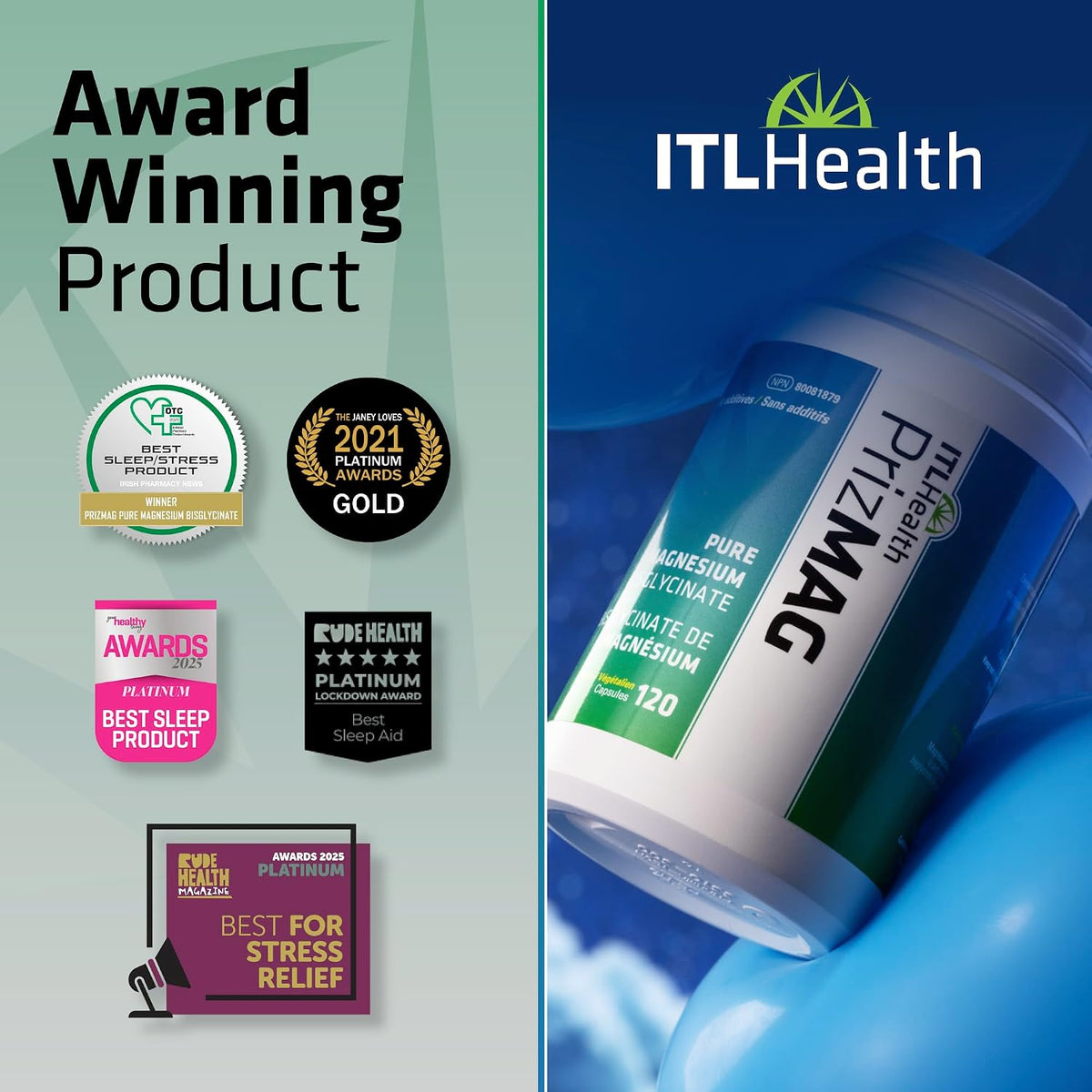 ITL Health PrizMAG Magnesium Bisglycinate (120 caps)