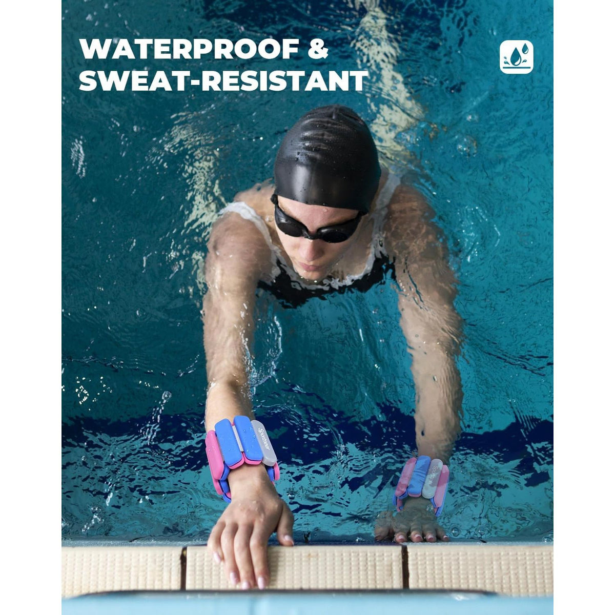 Sportneer 2 lb weight worn on the ankle for glute, core and leg work during a home workout