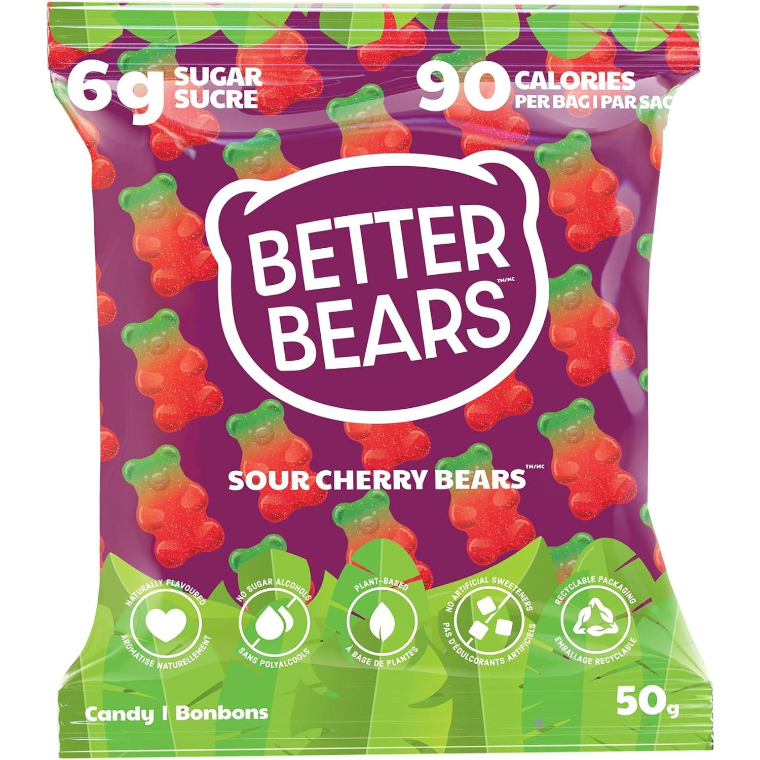 Better Bears Low Sugar Vegan Gummies (1 bag) Protein Snacks Sour Cherry Bears Better Bears