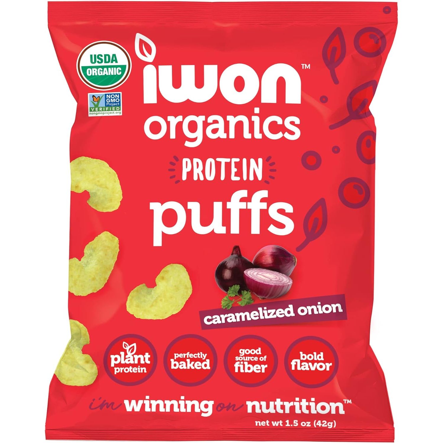 IWON Organics Protein Puffs and Stix (1 bag) Caramelized Onion Puffs IWON Organics