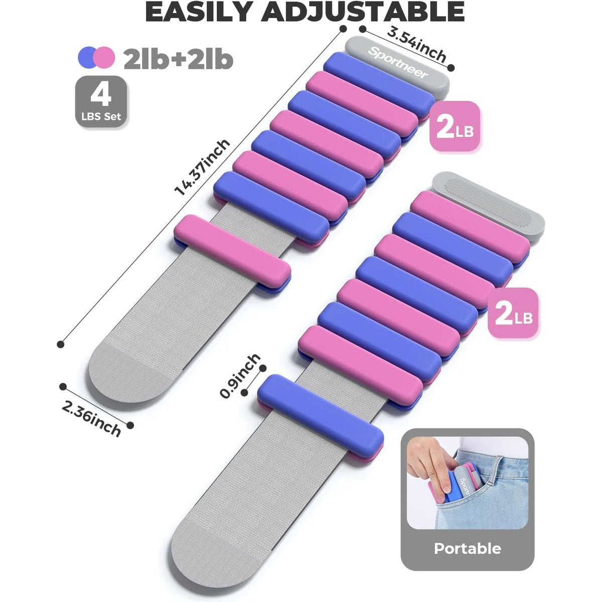 Sportneer adjustable weights fitted to the wrist for walking, yoga, pilates and aerobics training