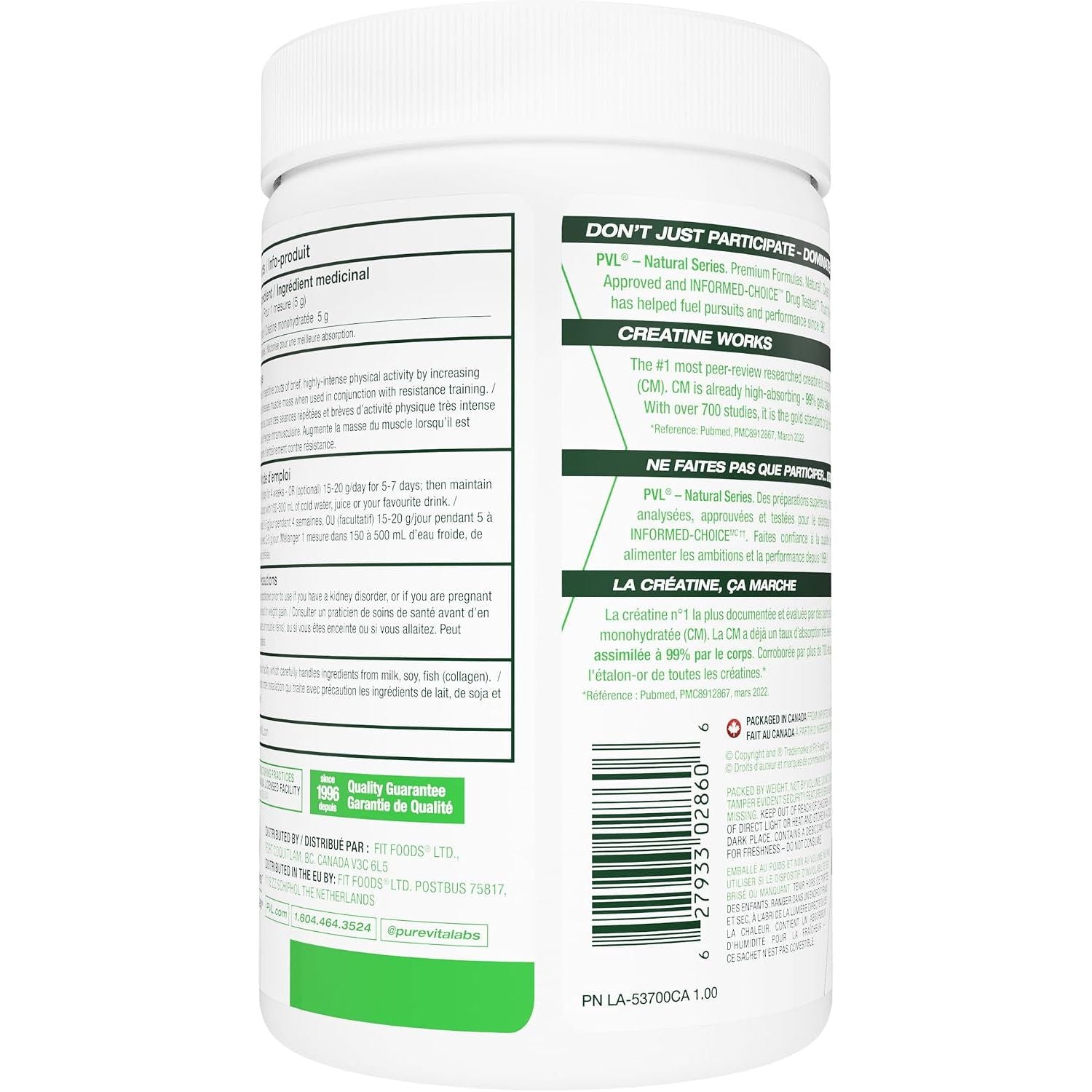 PVL 100% Pure Creatine Monohydrate — Micronized, Pharmaceutical-Grade, Unflavoured (300g / 60 Servings) — micronized creatine monohydrate powder (view 3)