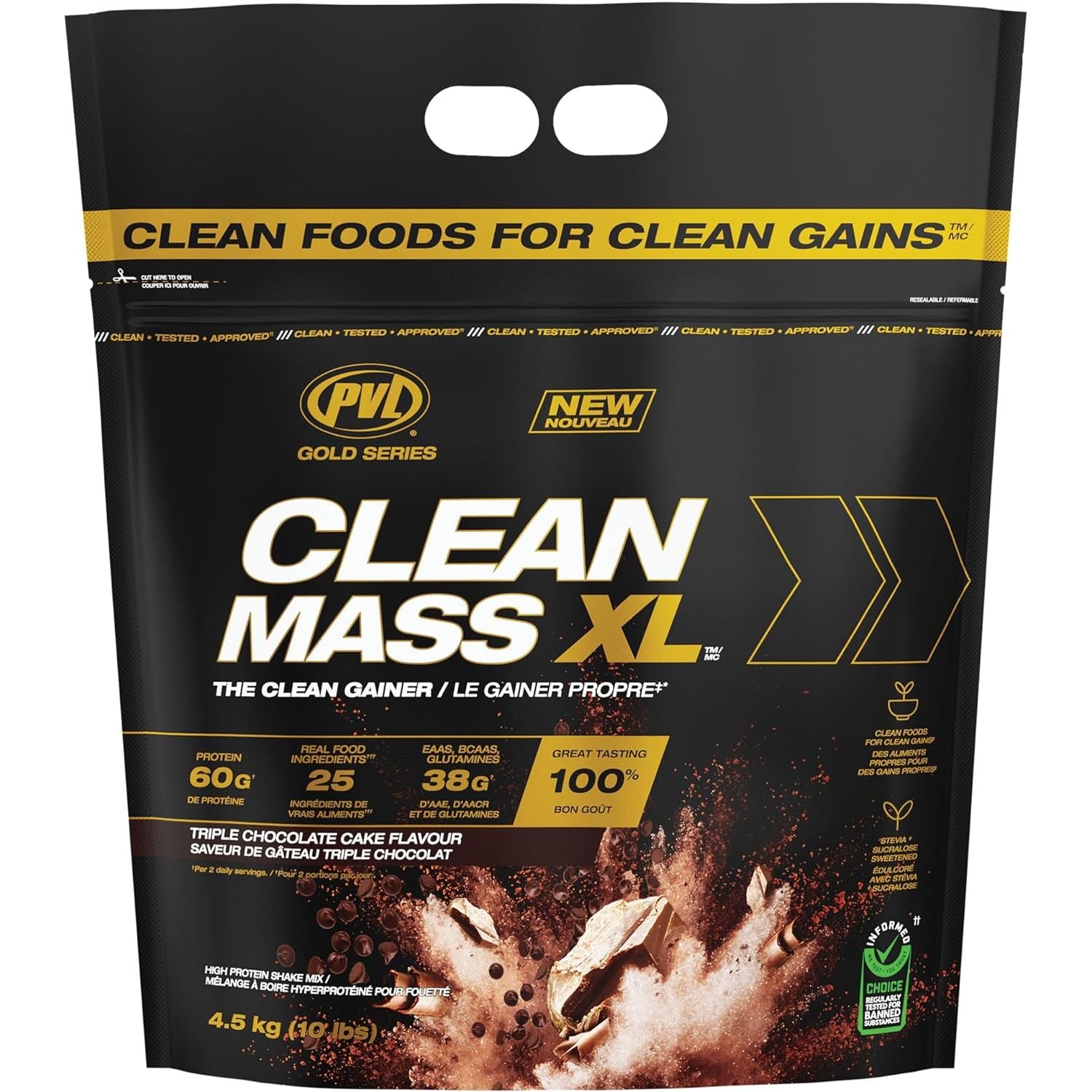 PVL Clean Mass Gainer XL Whey Protein Powder (10lbs)