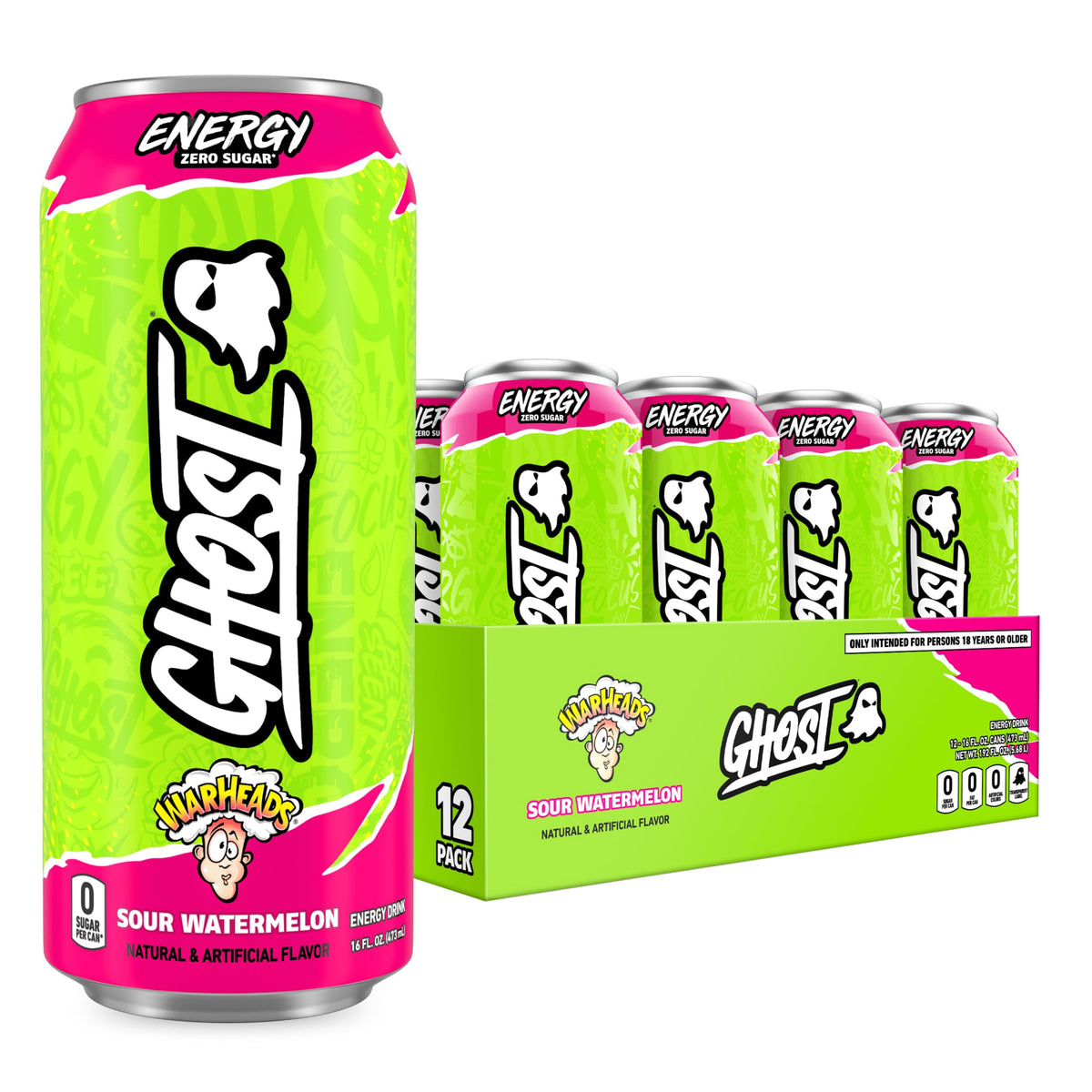 GHOST Energy case of 12 — Warheads Sour Watermelon